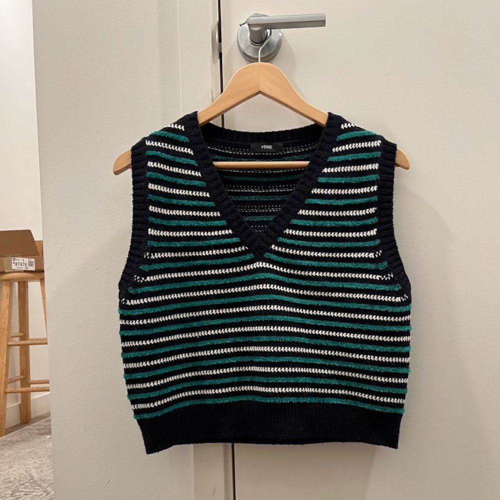 Striped Knit V-Neck Knit Vest - WConcept